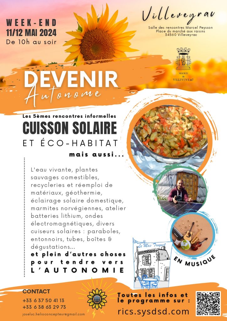 5èmes rencontres informelles de la cuisson solaire & éco-habitat – 11 et 12 mai 2024
